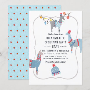 Llama-tema ful jultröja julfest inbjudningar