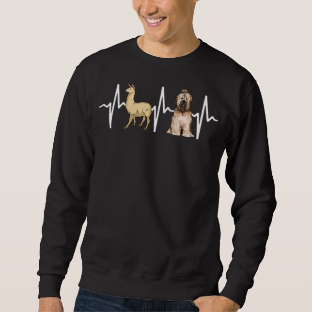 Llama Tibetan Terrier Heartslag Hund Lång Ärmad Tröja (Framsida)