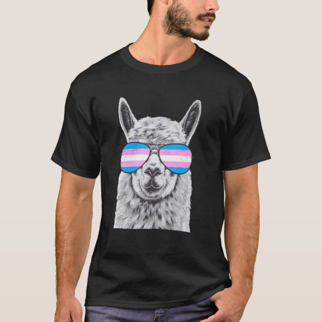 Llama Transperson Trans HBTQ Stolthet T Shirt (Framsida)