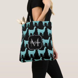 Llama Turkos glitter Glittermönster Monogram Tygkasse