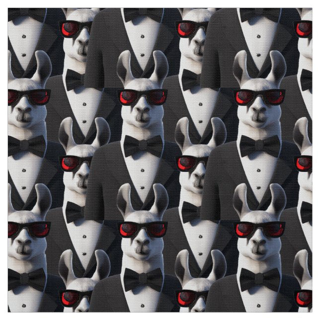 Llama Tux Sunglasses Mönster Tyg (Provkarta)