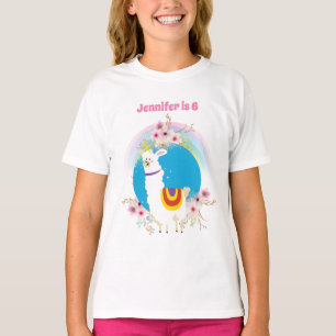 Llama Unicorn Alpaca Kawaii Cute Add Namn T Shirt