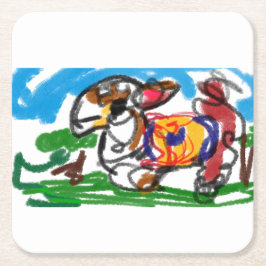 Llama-uppsättning Underlägg Papper Kvadrat