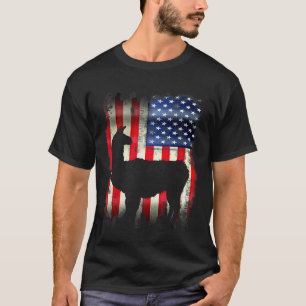 Llama USA Amerikansk Flagga 4:e Juli Patriotisk T Shirt