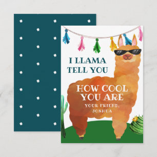 Llama Valentines day Card för barn Tack Kort