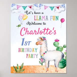 Llama välkommen party-tecken Alpaca poster