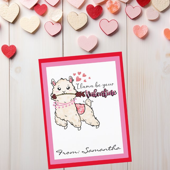 Llama vara dina Valentineser Cute Kids Vykort (Skapare uppladdad)