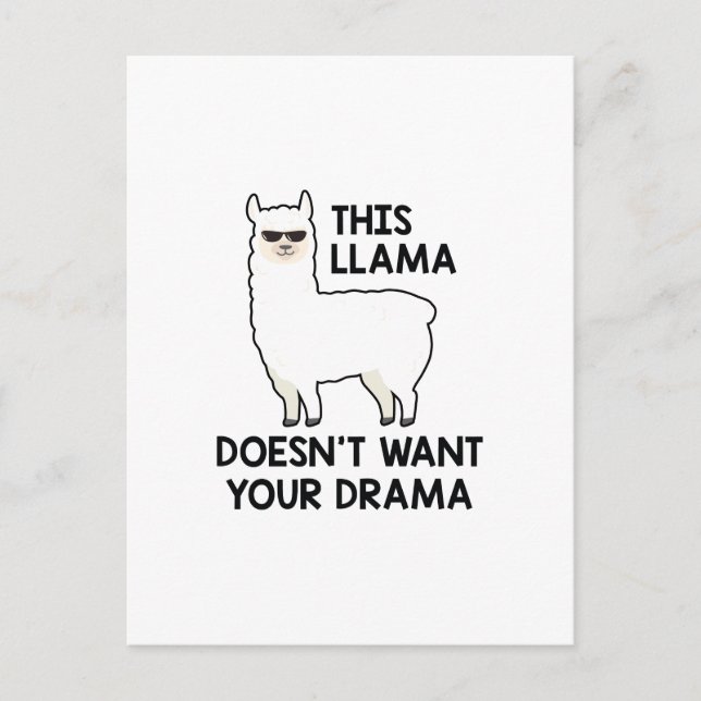 Llama vill inte ha din Drama Vykort (Framsida)