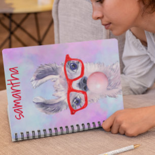 Llama Watercolor Cute Bubble Gum Personlig Anteckningsbok