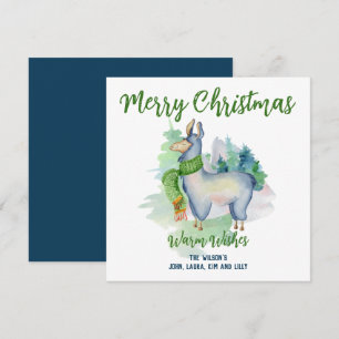 Llama Watercolor God jul Anpassningsbar Anteckningskort