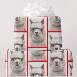 Llama Watercolor Wrapping Papper Alpaca Smiles Presentpapper