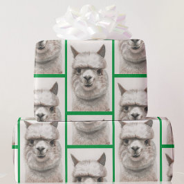 Llama Watercolor Wrapping Papper Alpaca Smiles Presentpapper