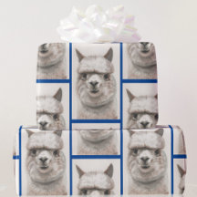 Llama Watercolor Wrapping Papper Alpaca Smiles