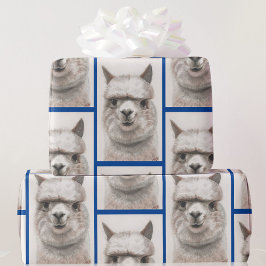 Llama Watercolor Wrapping Papper Alpaca Smiles Presentpapper