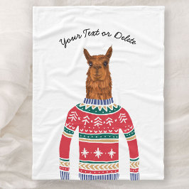 Llama Wearing Funny Ugly jul Nordic Sweater Fleecefilt