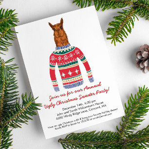 Llama Wearing Funny Ugly jul Nordic Sweater Inbjudningar