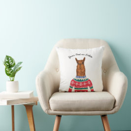 Llama Wearing Funny Ugly jul Nordic Sweater Kudde