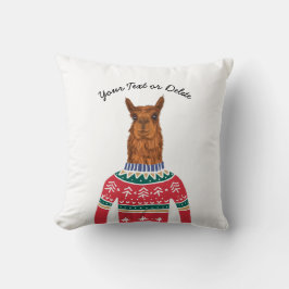Llama Wearing Funny Ugly jul Nordic Sweater Kudde