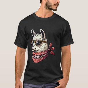 Llama Wearing Leopard Scarf Animal Wearing Sunglas T Shirt