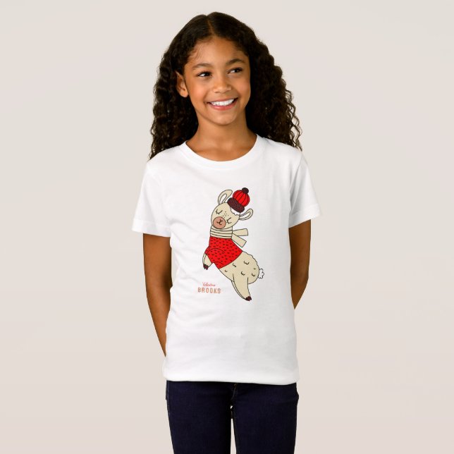 Llama World Cute Llama Personligen Namn T Shirt (Hel framsida)