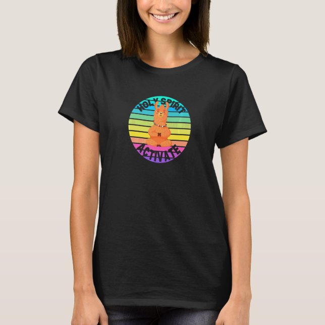 Llama Yoga Heliga Spirit Activate Yoga Pose T Shirt (Framsida)