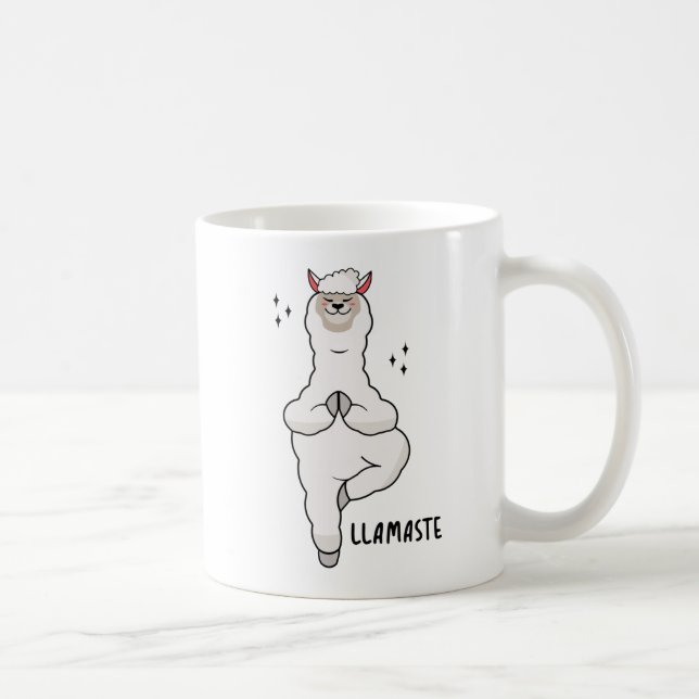 Llama Yoga Pose With Llamaste Kaffemugg (Höger)