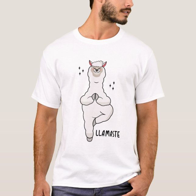 Llama Yoga Pose With Llamaste T Shirt (Framsida)