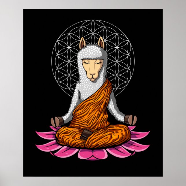 Llama Yoga Zen Alpaca Meditation Animal Poster (Framsidan)