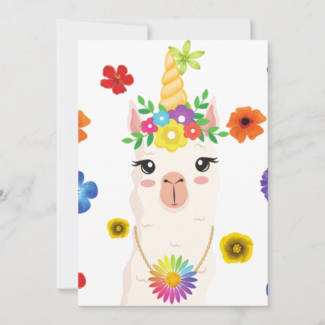 Llamacorn Blank-inbjudan 5 x 7-kort Inbjudningar (Framsida)