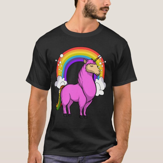 Llamacorn Enhörning Lama T Shirt (Framsida)