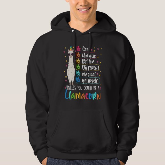 Llamacorn Graphic For Teachers And Students Hoodie (Framsida)