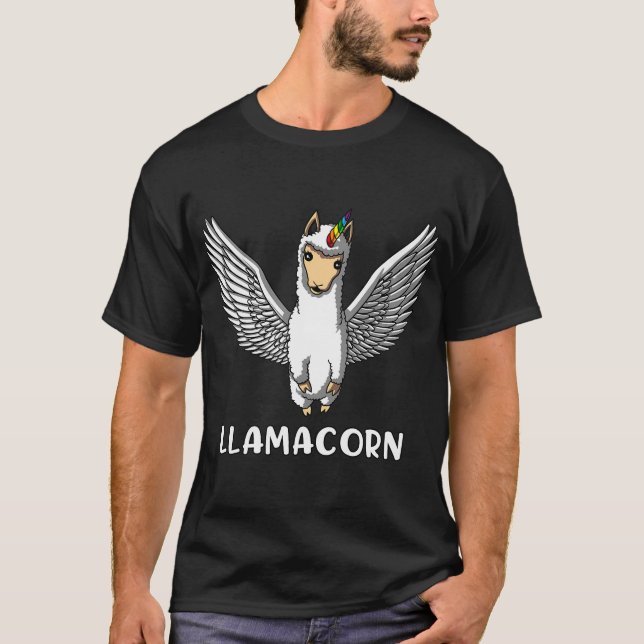 Llamacorn Lama Enhörning T Shirt (Framsida)