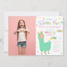 Llamacorn Photo Llama Birthday-inbjudan Inbjudningar