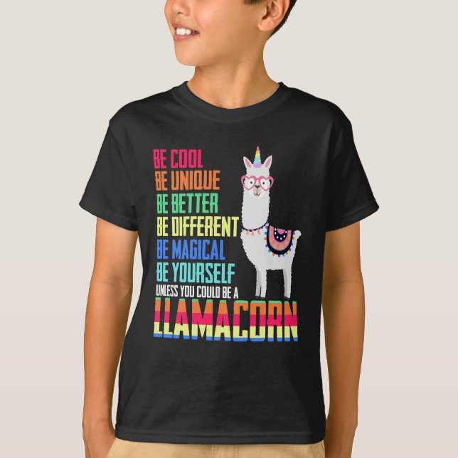 Llamacorn rolig gullig LlamaUnicorn T Shirt (Framsida)