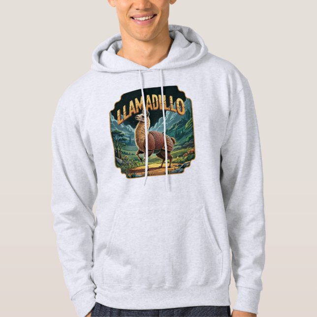 Llamadillo Illustration Combo Creature Funny Hoodie (Framsida)