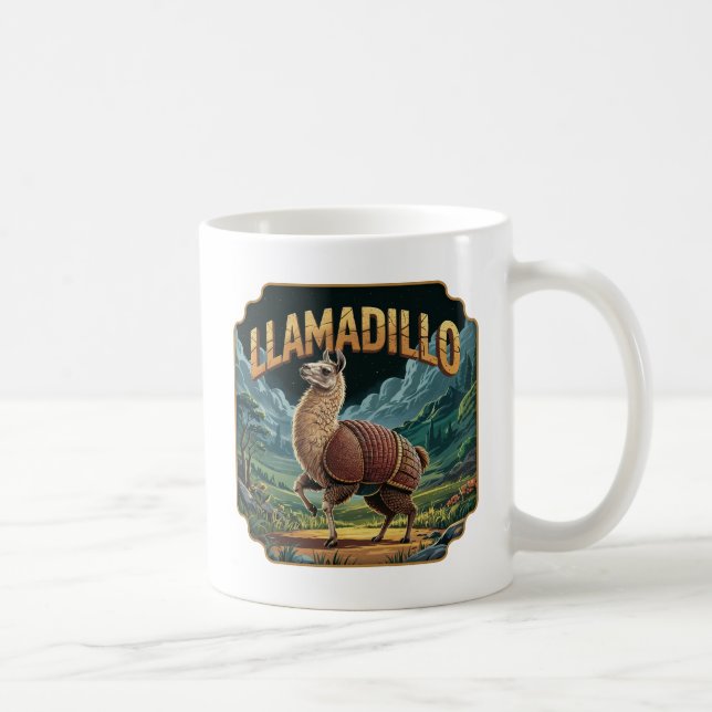 Llamadillo Illustration Combo Creature Funny Kaffemugg (Höger)