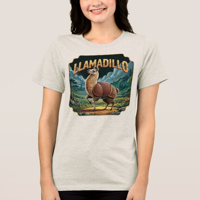 Llamadillo Illustration Combo Creature Funny T Shirt (Framsida)