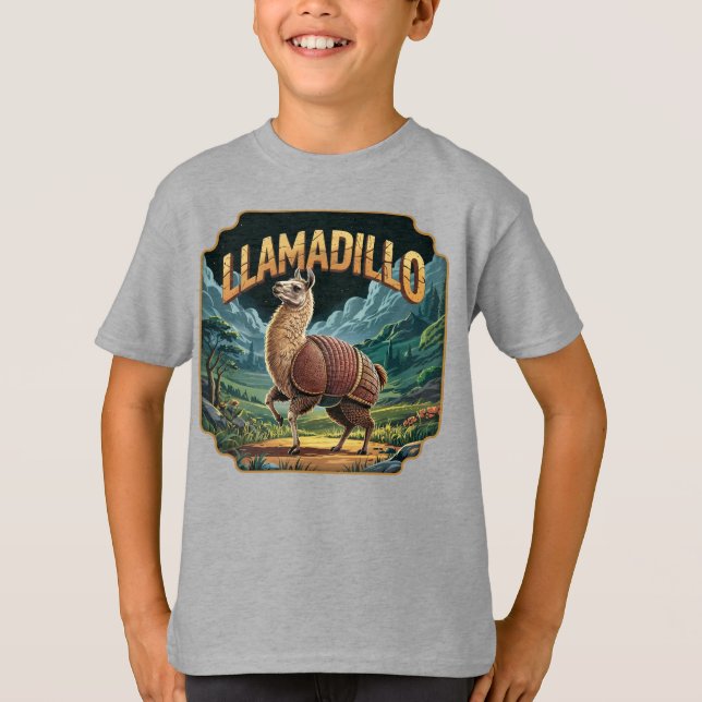 Llamadillo Illustration Combo Creature Funny T Shirt (Framsida)