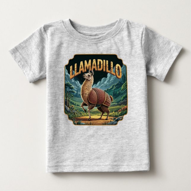 Llamadillo Illustration Combo Creature Funny T Shirt (Framsida)