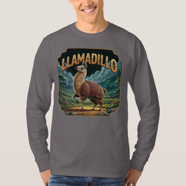 Llamadillo Illustration Combo Creature Funny T Shirt (Framsida)