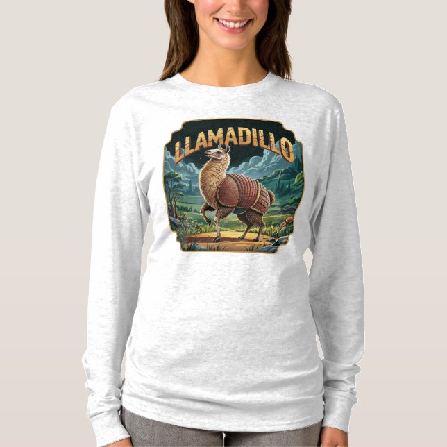 Llamadillo Illustration Combo Creature Funny T Shirt (Framsida)