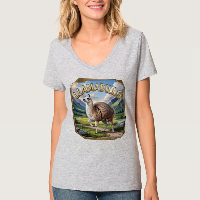 Llamadillo Photographic Combo Creature Funny T Shirt (Framsida)