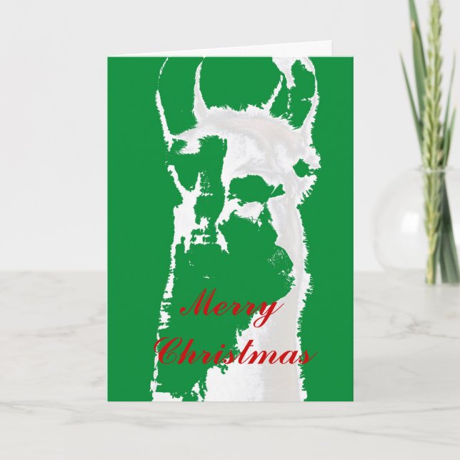 Llamaen gröna Graphhic önskar god jul som är rolig Helgkort (Framsida)