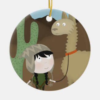 Llamafotgängare Julgransprydnad Keramik