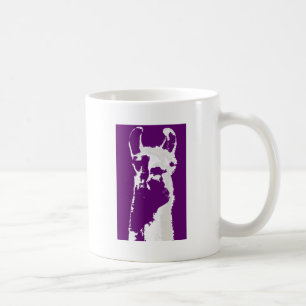 llamahuvud i lilor kaffemugg