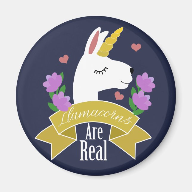 Llamakorns är Real Llama & Flowers Magnet (Framsidan)