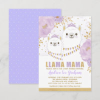 Llamamammababy shower/purpurfärgad guld- blom-