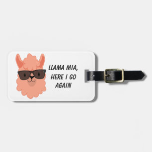 LlamaMia orange med solglasögon Bagagebricka