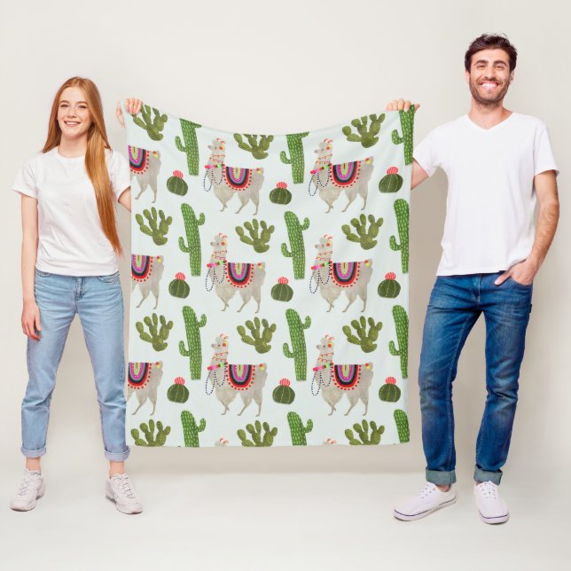 Llamarama Collection | Cactus & Llama Mönster Fleecefilt (På plats)