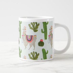 Llamarama Collection   Cactus & Llama Mönster Jumbo Mugg